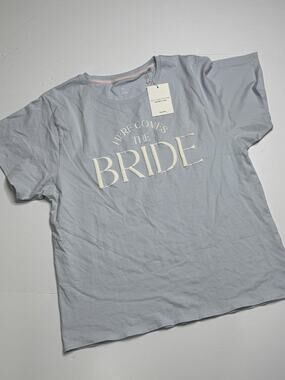 Miss to Mrs Here Comes the Bride T Shirt Womens XL Blue Bridal Wedding NWT